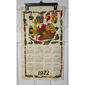 1972 Vintage Veggie Tea Towel Calendar Vegetable Design 
27 1/2" x 16"